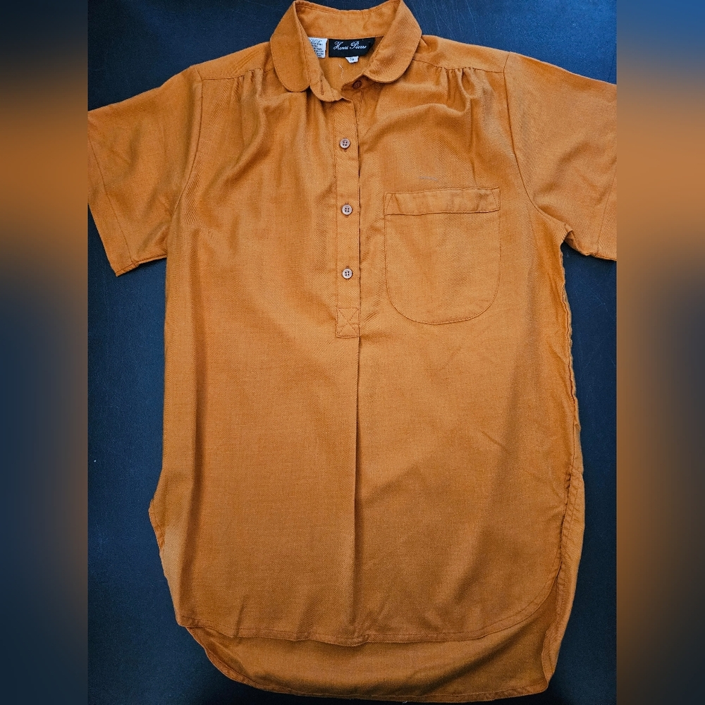 Vintage 70's - Henri Pierre Pumpkin Blouse - Size 7/8